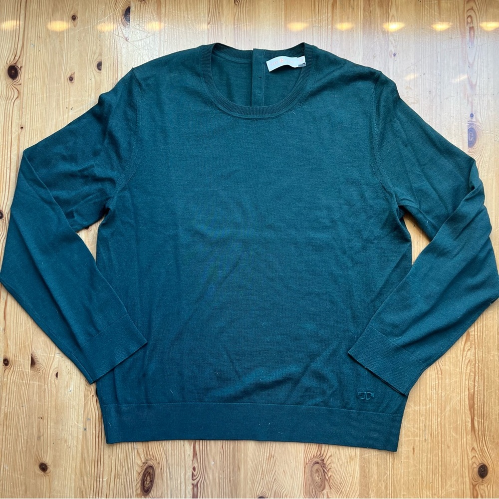 Tory Burch Long-Sleeve Iberia Pullover Sweater 100% Merino Wool